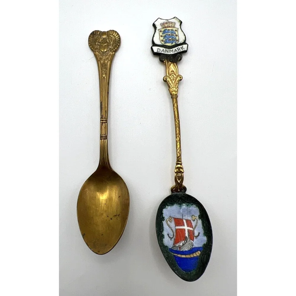 Vintage Collectable Spoons Lot of 2 - Danmark W/Painted Bottom